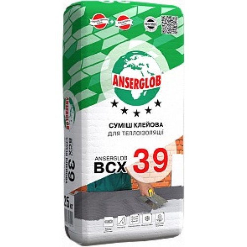 Клей для приклеивания ППС и МВ плит Anserglob BCХ 39 25 кг.