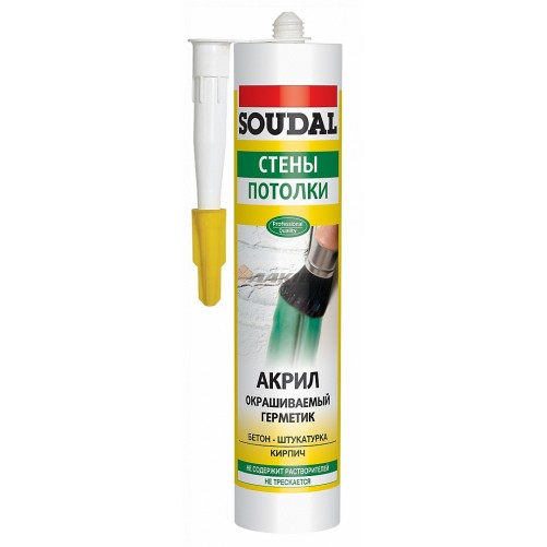 Герметик SOUDAL акриловий цвет белый, 300 мл