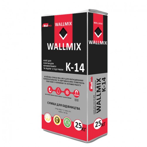 Wallmix K-14 клей для плитки та керамограніта 25 кг.
