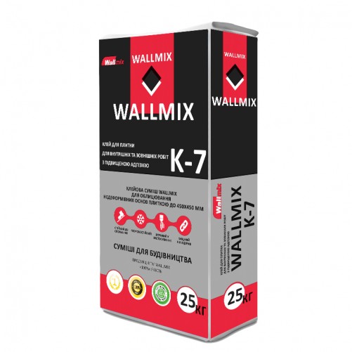 Wallmix K-7 клей для плитки с повышенной адгезией 25 кг.
