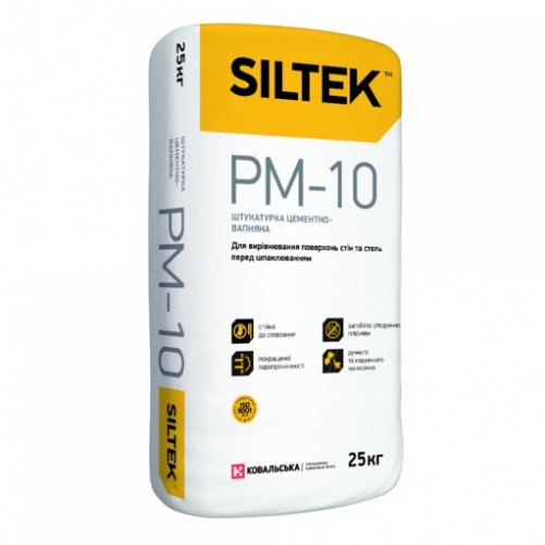Siltek PM-10 штукатурка цементно-вапняна сіра 25 кг.