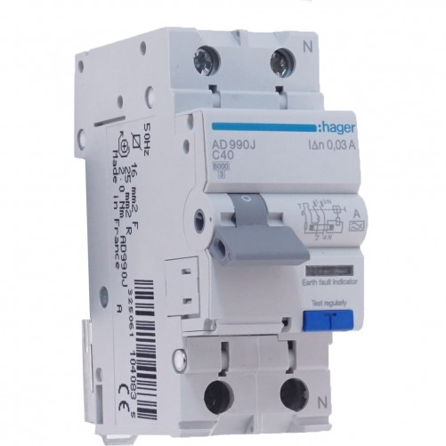 Діфавтомат HAGER АD940J, 40A, 30mA, B, тип А, 6КА