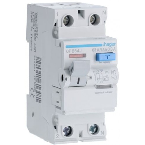 Діфреле Hager CD264J (ПЗВ) 63А, 2п, АС, 30мА, УЗО